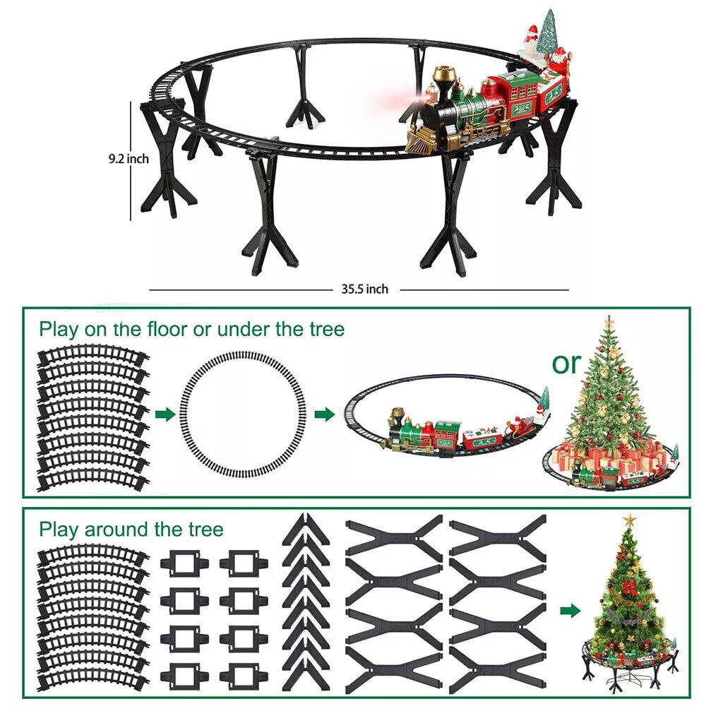 Kitcheniva Electric Christmas Train Tracks Set Kids Toy