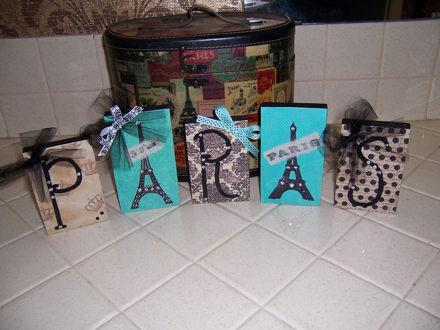 Turquoise cream black Paris letter blocks, French wall decor, Paris decor,  Shelf sitter, Eiffel Tower decor | MakerPlace by Michaels, image size:1080x810