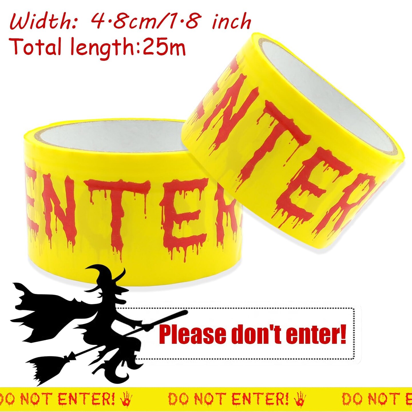 Halloween Decorations Caution Tape,Do Not Enter Yellow Scary Caution Tape Roll 4.8CM*25M Hazard Warning Tape Indoor Barricade Safety Outdoor Spooky DIY Decorative Accessory For Party,Door,Danger Areas