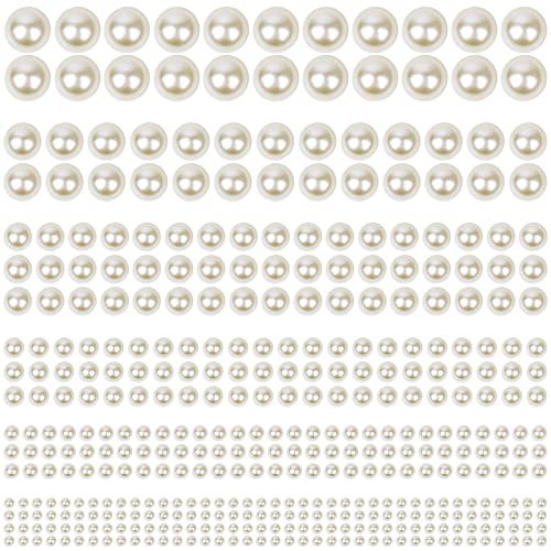 1980 Pieces Self Adhesive Pearl Stickers, Shynek Pearls Sticker Gems for Hair, Face, Makeup, Eye, Nail, Crafts, Assorted Sizes