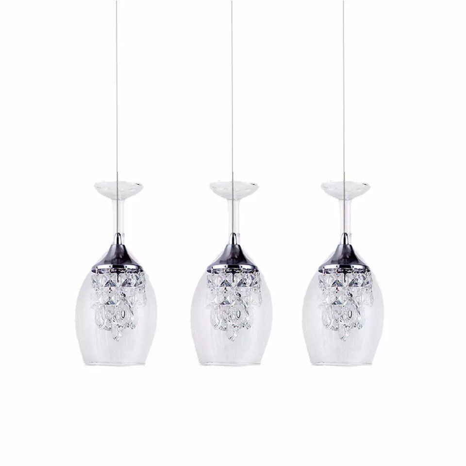 Modern Wine Glass Crystal Pendant Light Dining Room Chandelier LED Ceiling Light