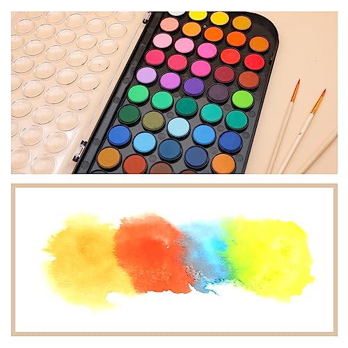 48 Colors Watercolor Paint Set  with 3 Paint Brushes, Water Color Paints Sets, Washable Water Colors
