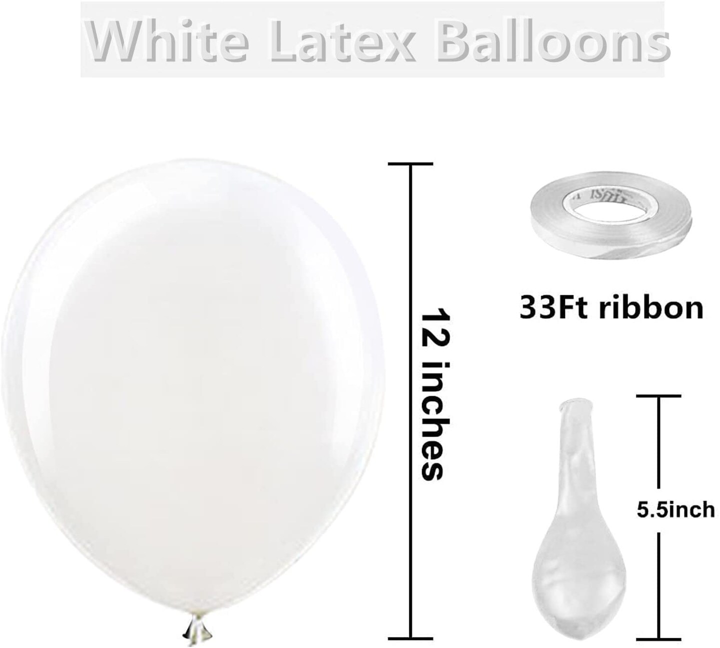 100 Pieces Bezente White Balloons Latex Party Balloons, 12 inch Round Helium Balloons for White Themed Wedding Graduation Birthday Party Backdrop Decorations