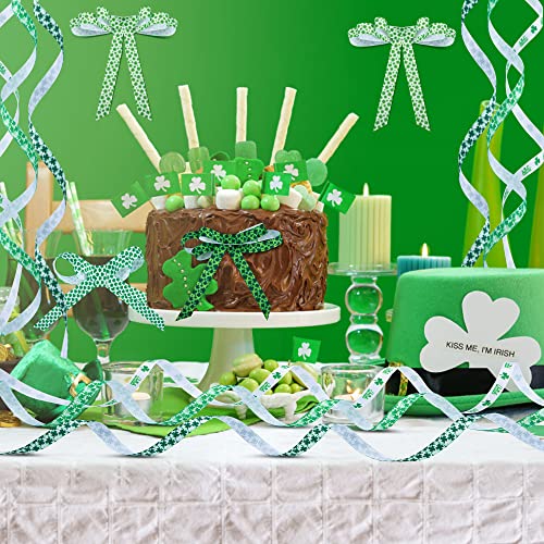 50 Yards Shamrocks Clover Grosgrain Ribbon for St. Patrick's Day Gift Wrapping Wreath DIY Craft and Sewing