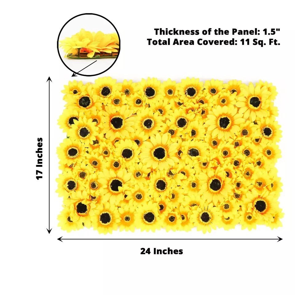 4 Yellow Artificial Sunflowers Silk FLOWERS WALL Backdrop Panels Party Events