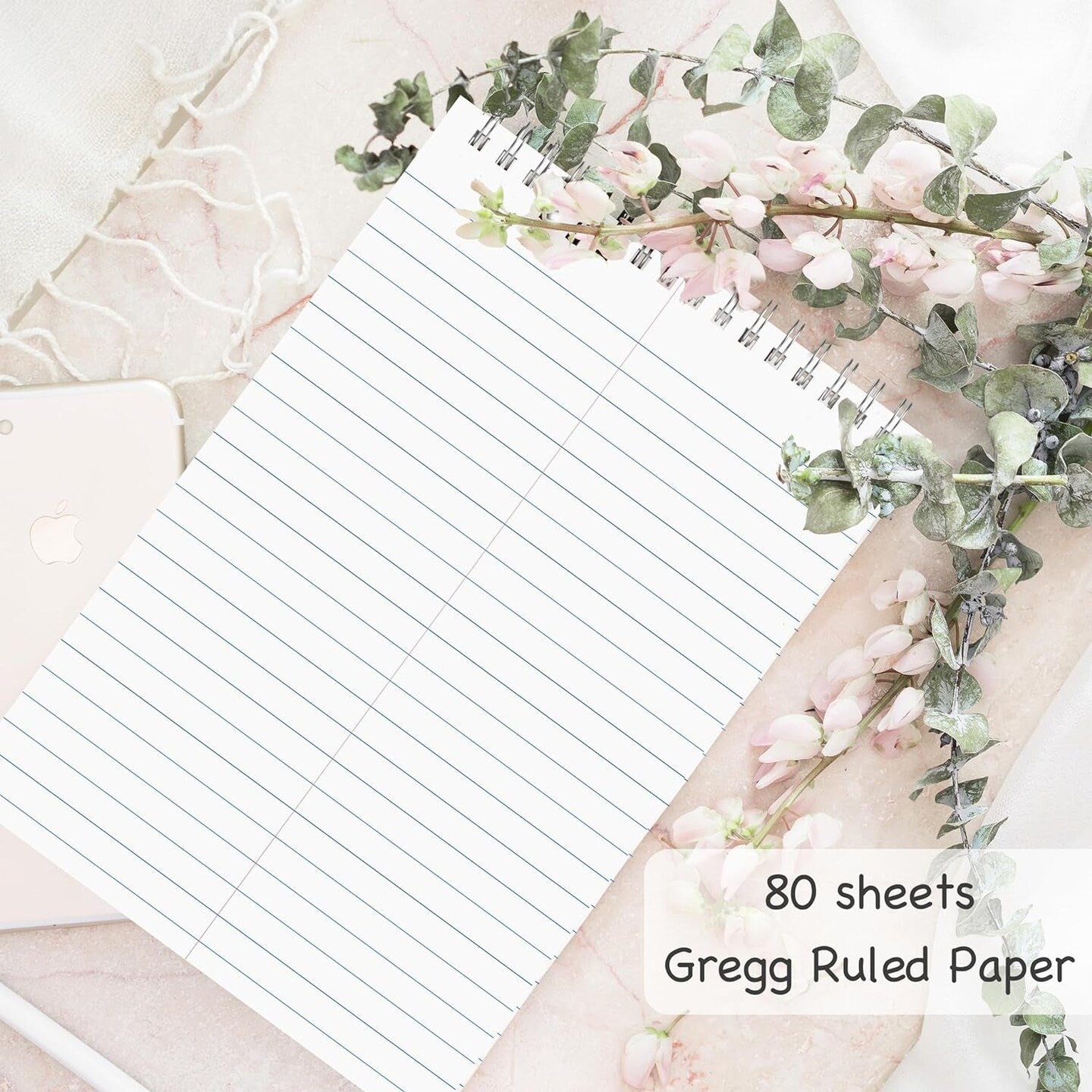 Steno Pads Spiral 6X9 Inches, 6 Pack Top Spiral Steno Pads,Gregg Rule,80 Sheets,Steno Notebooks Top Spiral for School,University,Work,Office