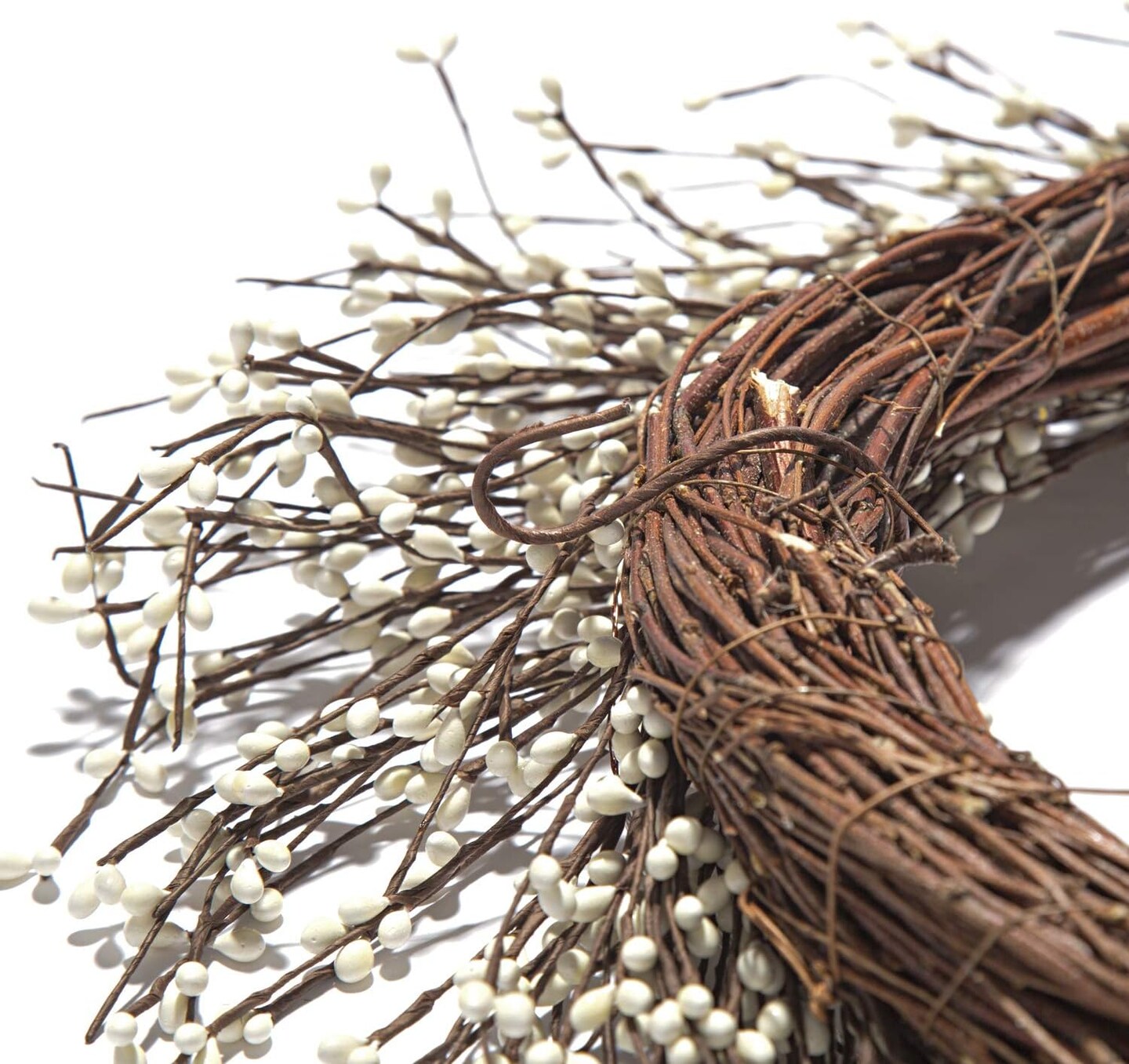 22 Inch White Pip Berry Grapevine Wreath with 100 LED Lights, Timer, Battery Powered, Fall Wreath, Farmhouse Wreath, Christmas Decorations Holiday Decor