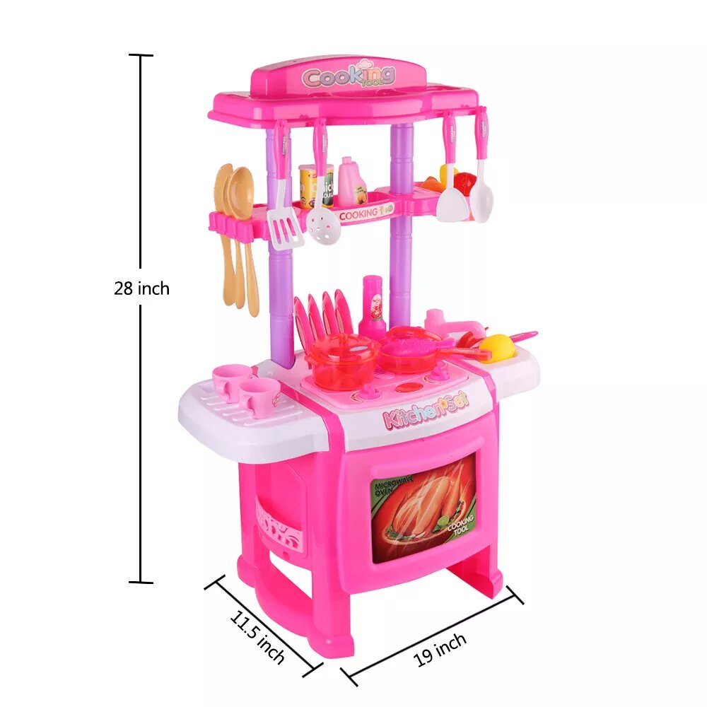 Kitcheniva Kitchen Pretend Play Set with Realistic Lights Sounds Kids Toy Christmas Gift