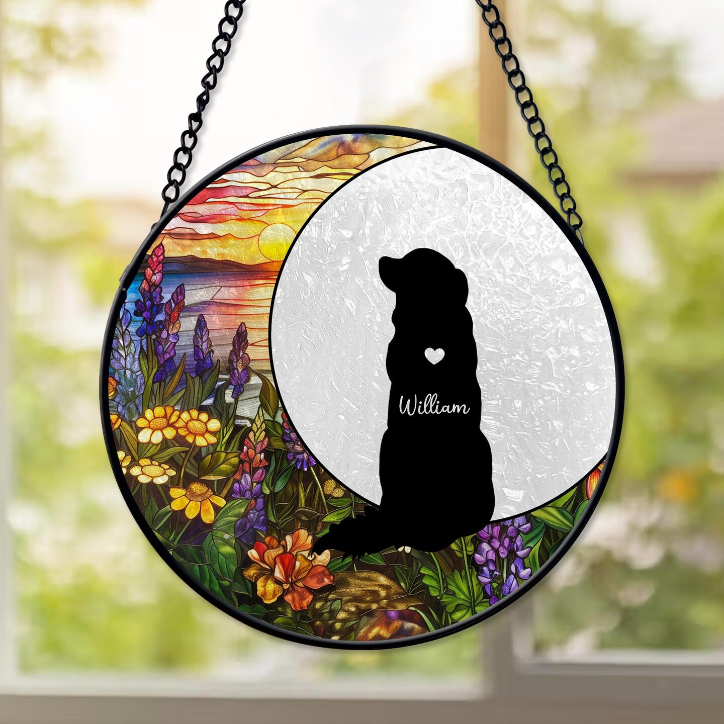 Custom pet portrait on sale Stained Glass sun catcher