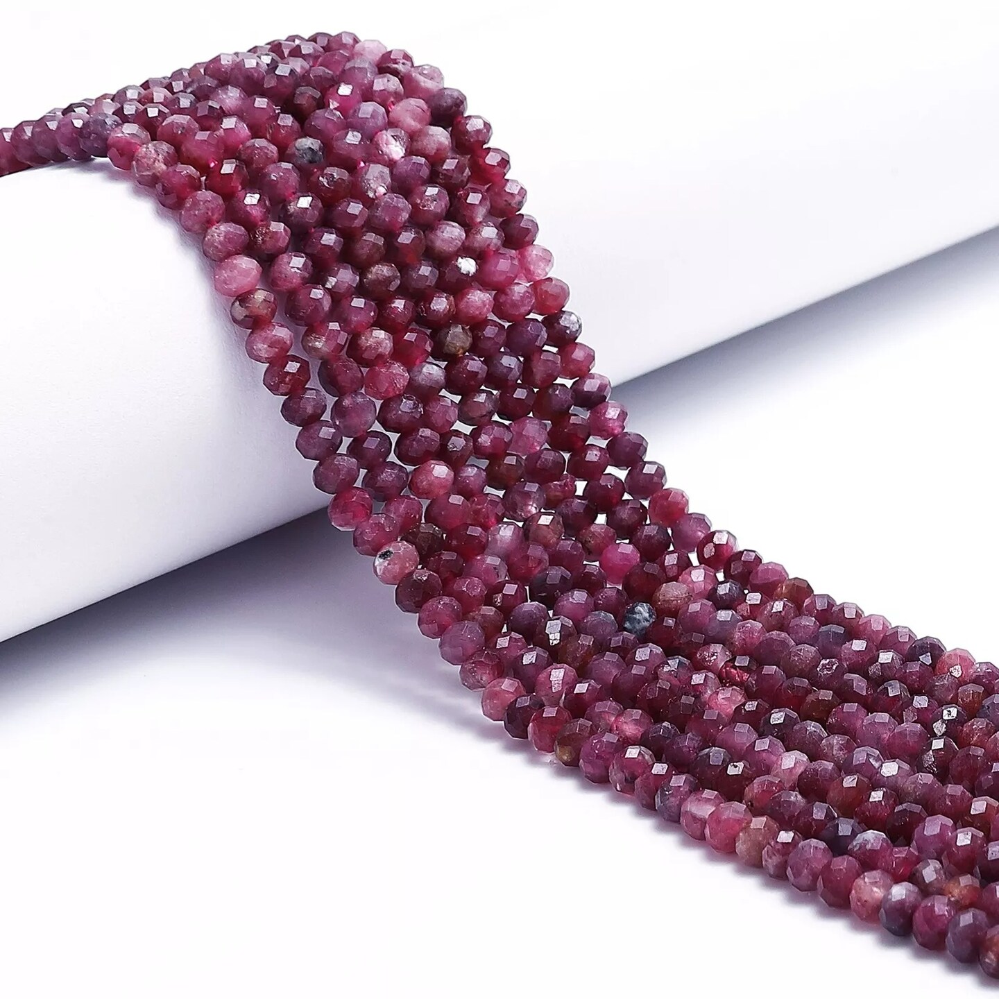 Natural Red Tourmaline Faceted Rondelle Beads Size 3x4mm 15.5&#x27;&#x27; Strand