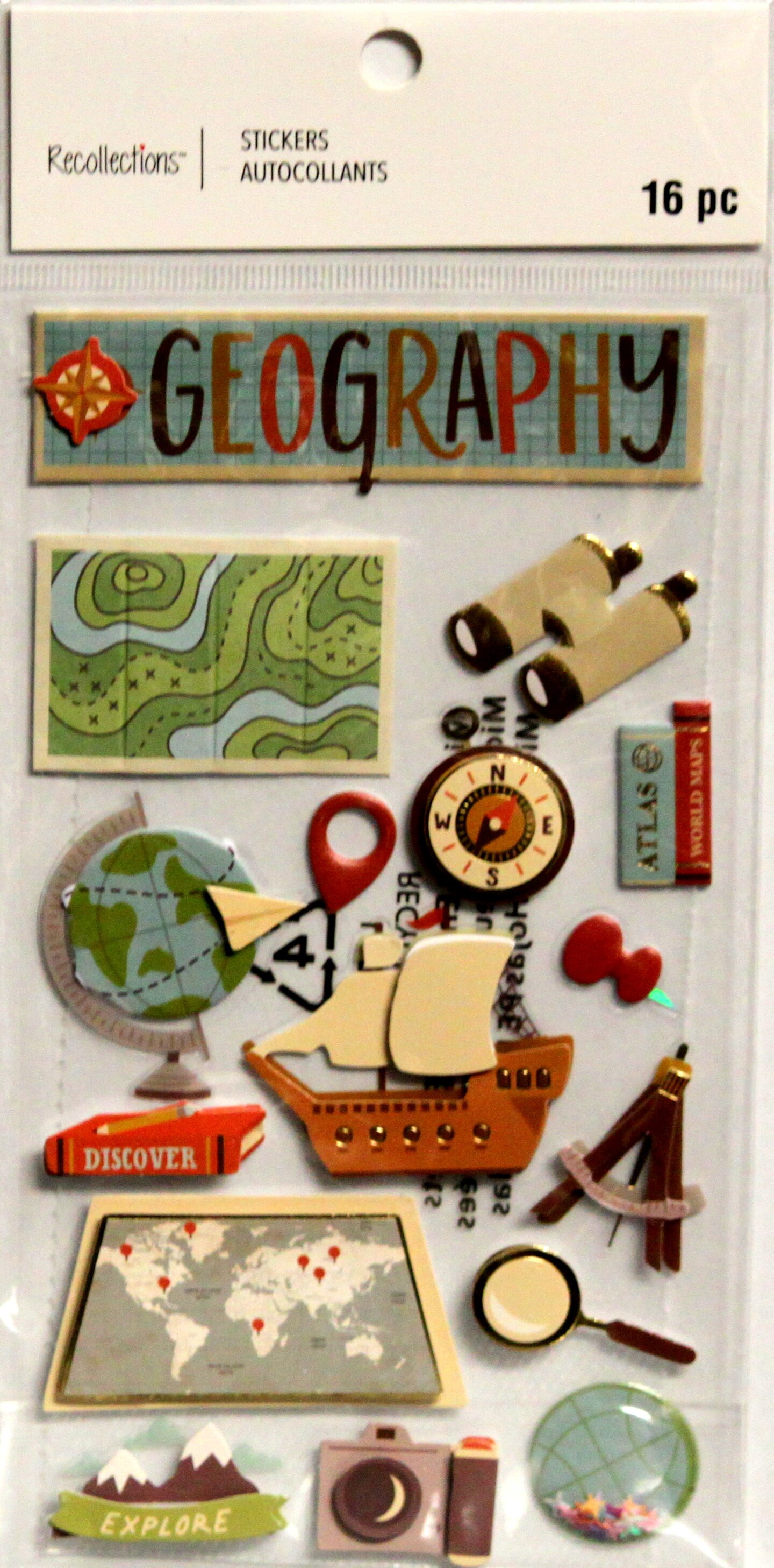 Recollections Geography Dimensional Stickers