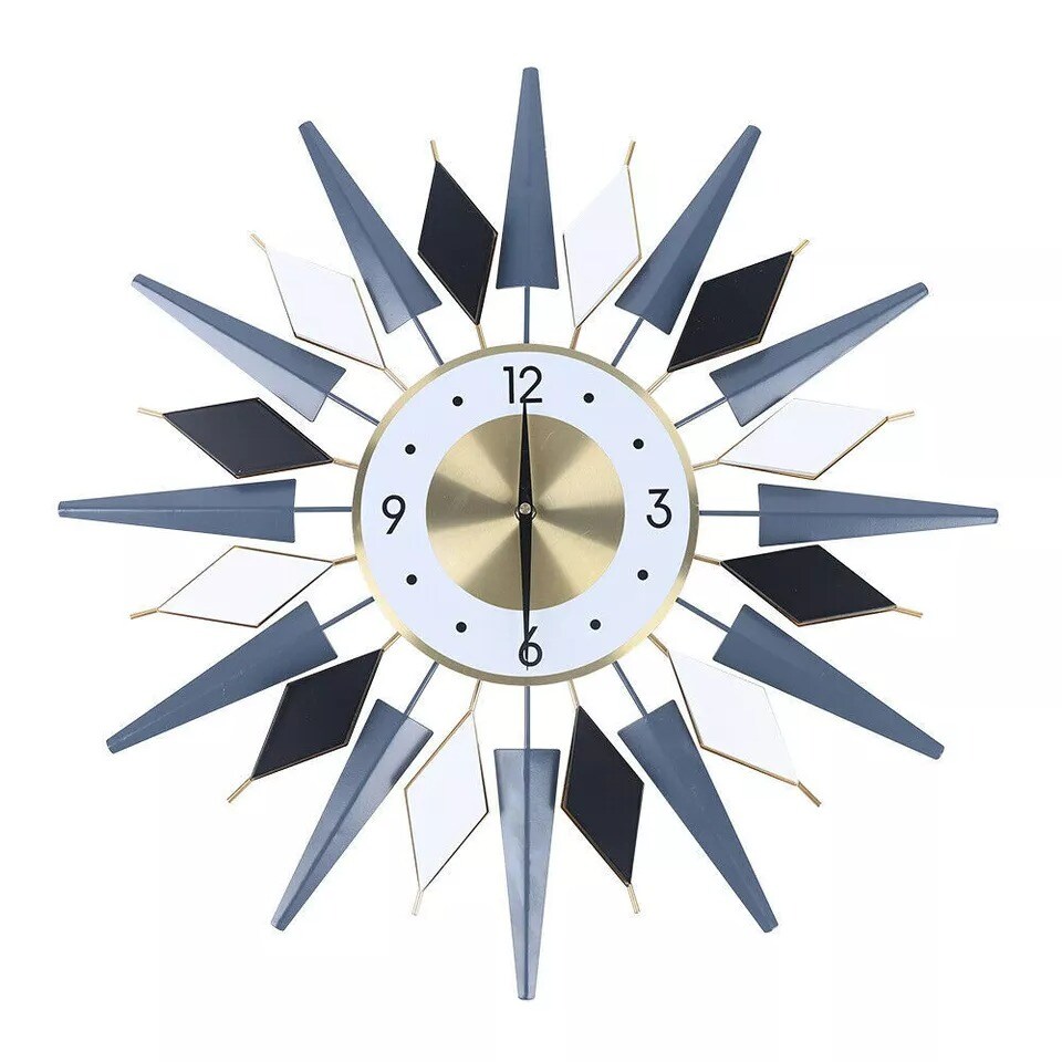 23.6 Inch Retro Metal Art Clock Mid Century Vintage Modern Wall Clock Home Decor