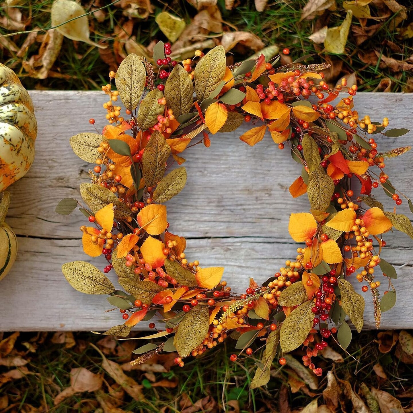 Fall Decor Autumn Wreath for Thanksgiving Day, Fall Porch Decor, Fall Wreaths for Home Decoraction (Fall Wreath)