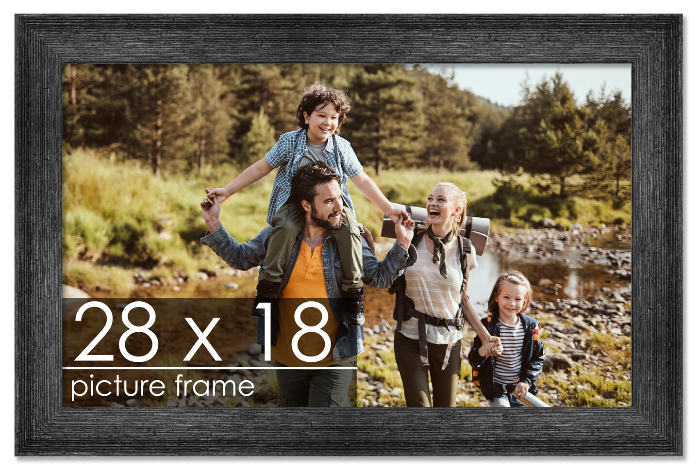 28x18 Wide Barnwood Picture Frame with UV-Resistant Acrylic &#x26; Acid Free Backing, Available in 6 Paint Finishes - Grey, Brown, White, and Black