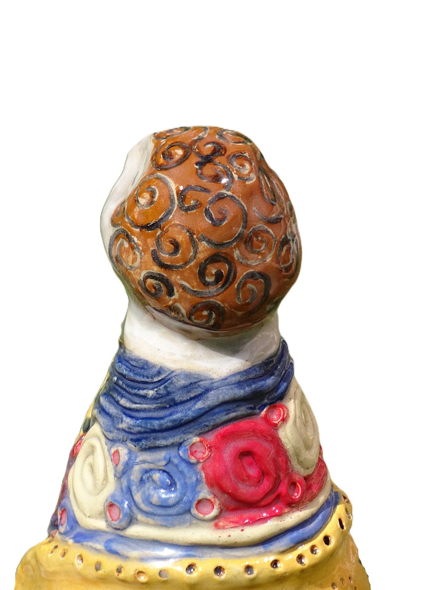 Folk Art Doll, Clay Pottery Figurine, Handcrafted Glazed and Fired, 8" Tall Statue product 6