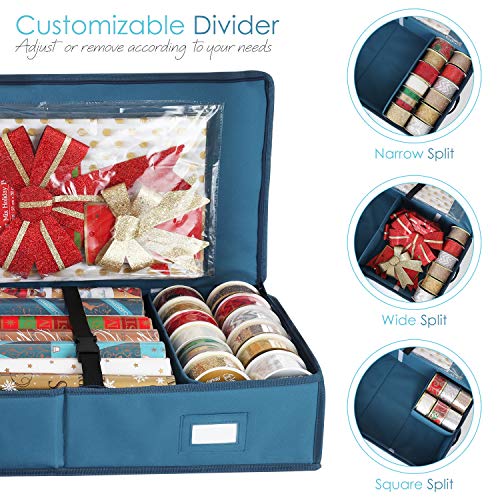 Wrapping Paper Storage Container - Christmas Storage Bag with Interior Pockets - Gift Wrapping Organizer Storage Fits Up to 36 Rolls of 40&#x22; - Tear Proof Wrapping Paper Organizer