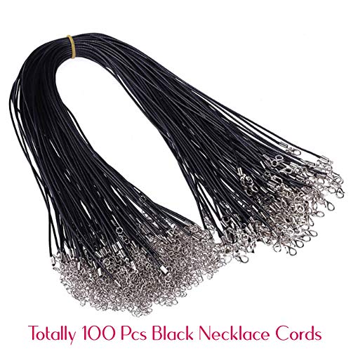 100 Pieces Necklace Cord for Jewelry Making, Black Waxed String Bracelet Making Supplies