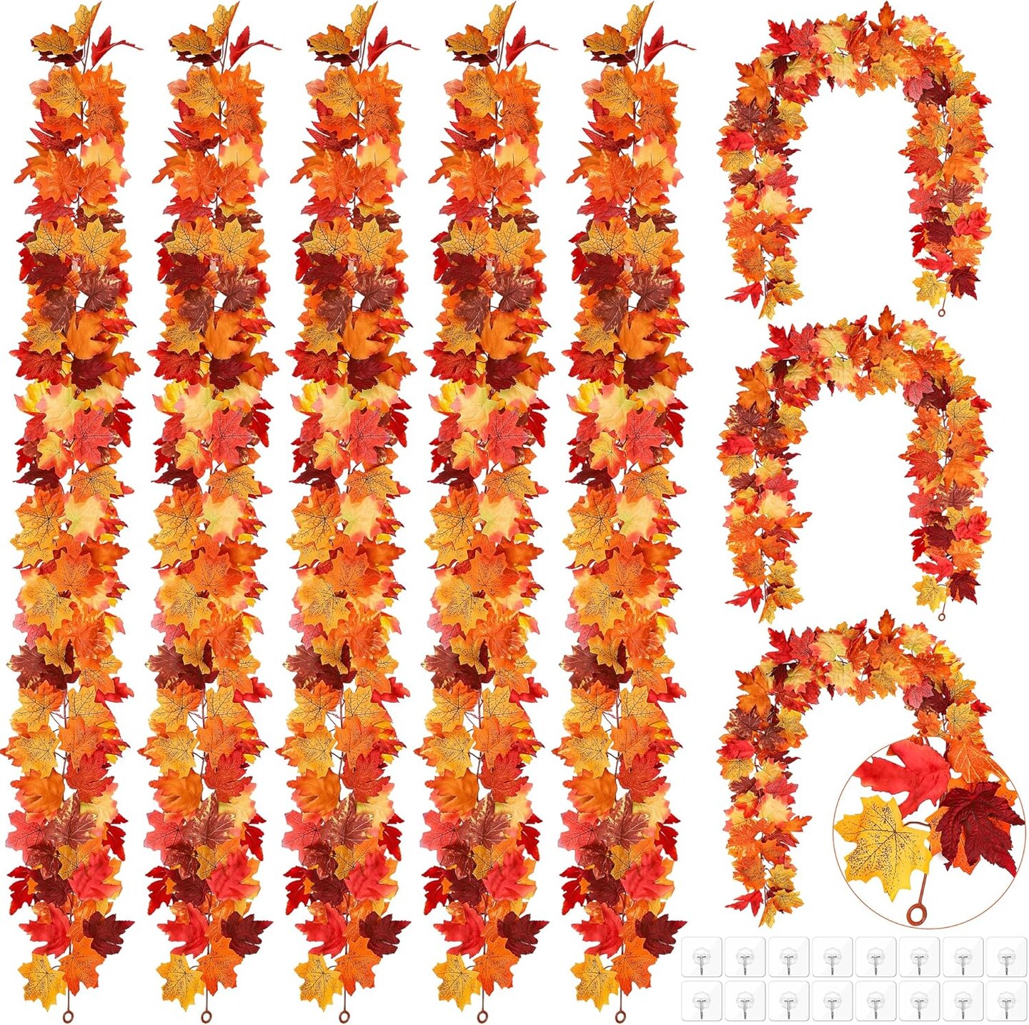 Artificial Fall Foliage Garland Autumn Hanging Vine Fall Garland Leaves Colorful Autumn Decor for Wedding Thanksgiving Dinner Party Decor