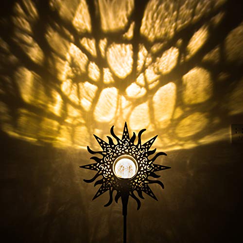 1 Pack Large Sun Solar Lights Garden Outdoor,Crackle Glass Stake Lights,Waterproof LED Lights for Garden,Lawn,Patio Decor, Christmas Gift