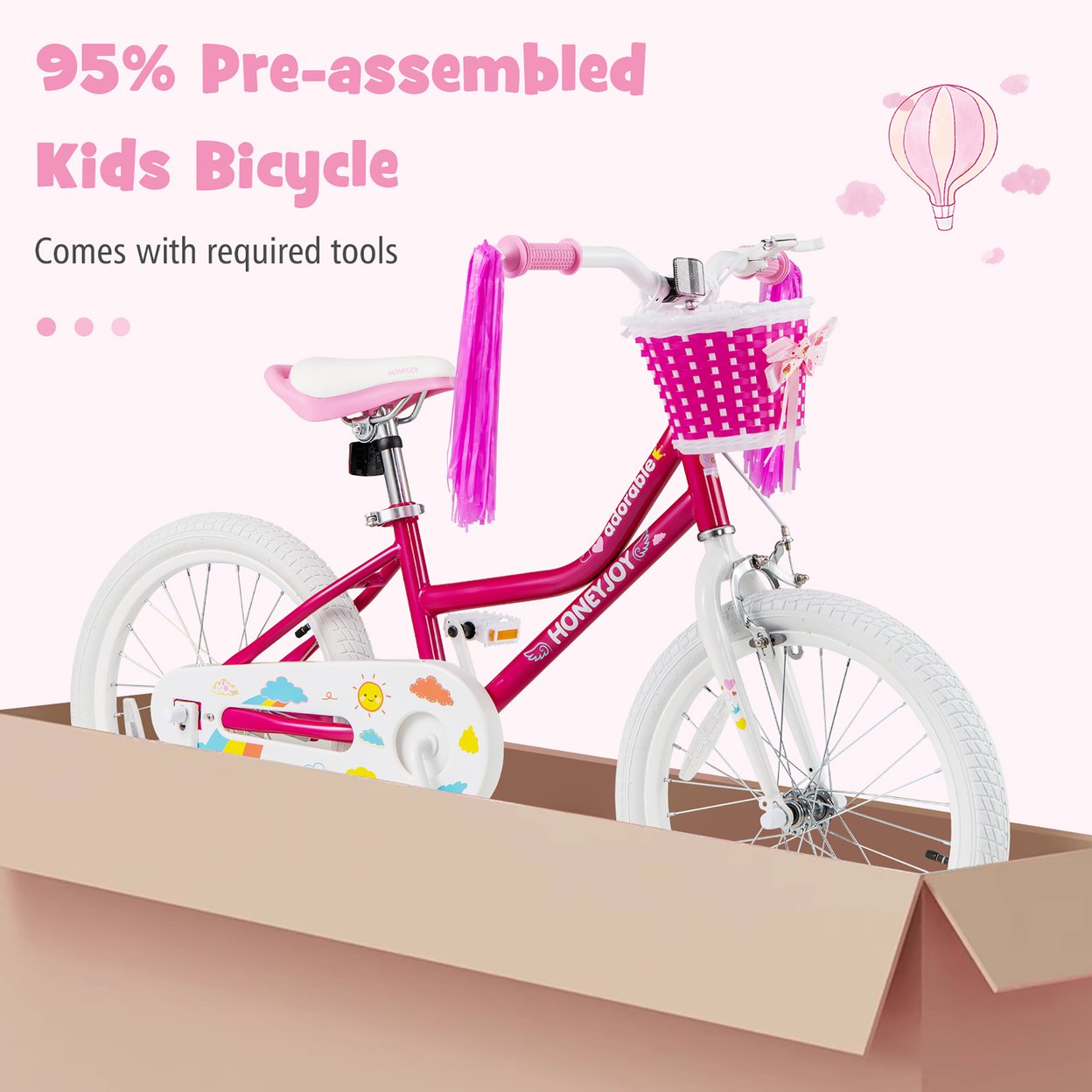 18 Inch Kids Bike Childrens Bicycle W/ Removable Training Wheels Adjustable Seat