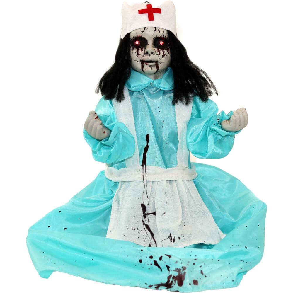 21.5 Inch Poseable Animatronic Nurse Halloween Prop
