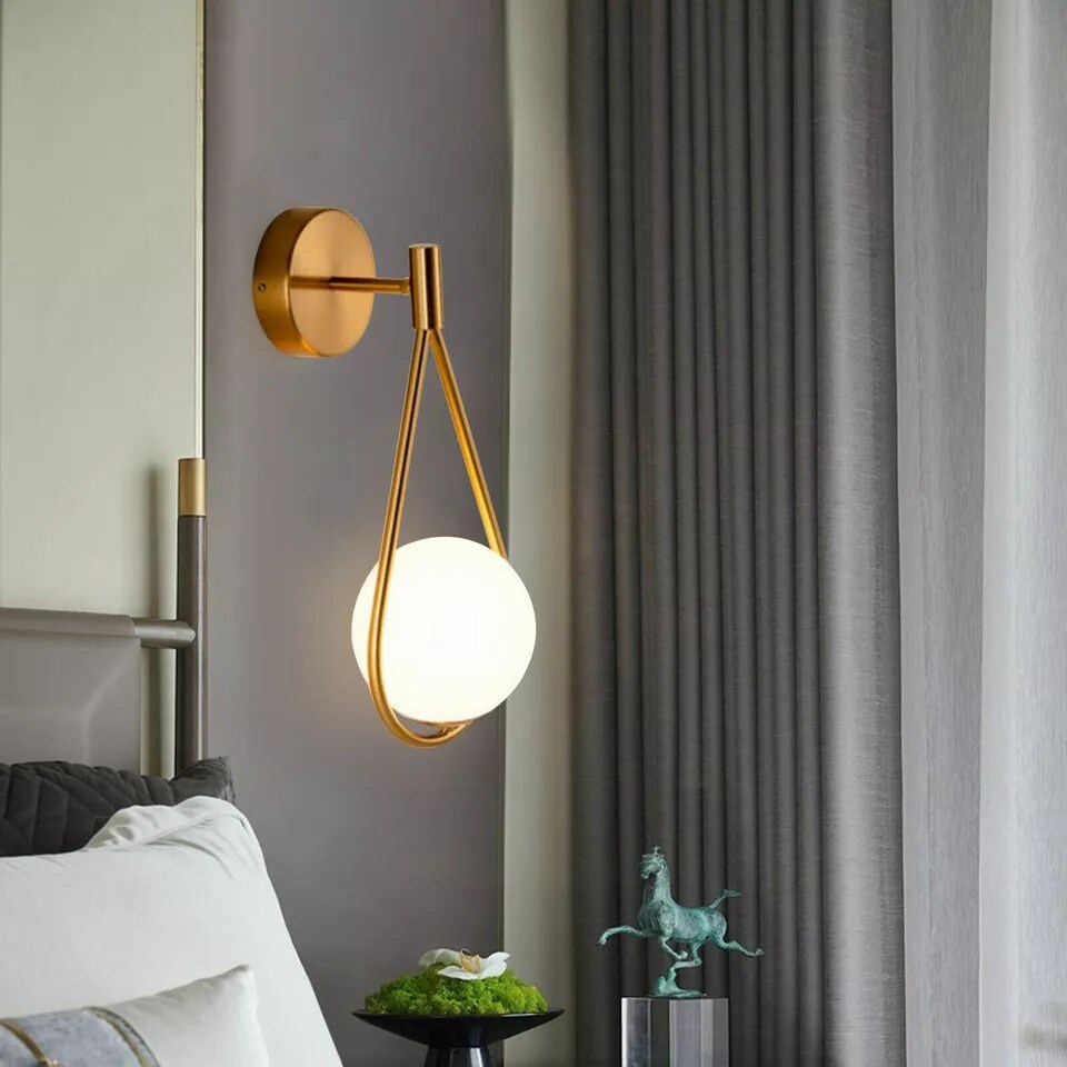 Modern Glass Ball Wall Lamp Wall Sconce Light Fixture Gold For Bathroom/Bedroom