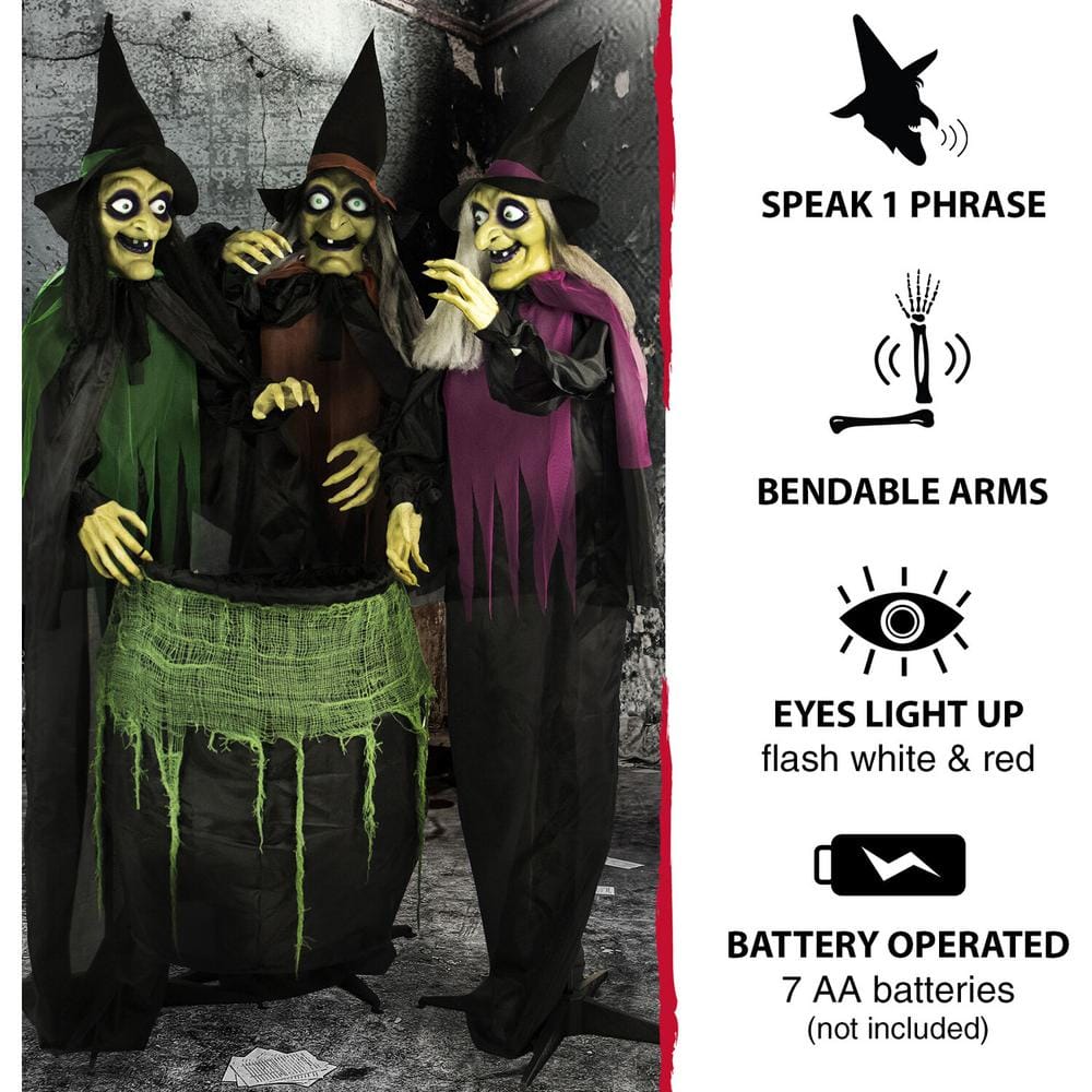 Halloween 67&#x22; Touch Activated Animatronic Witch Light Up Eyes