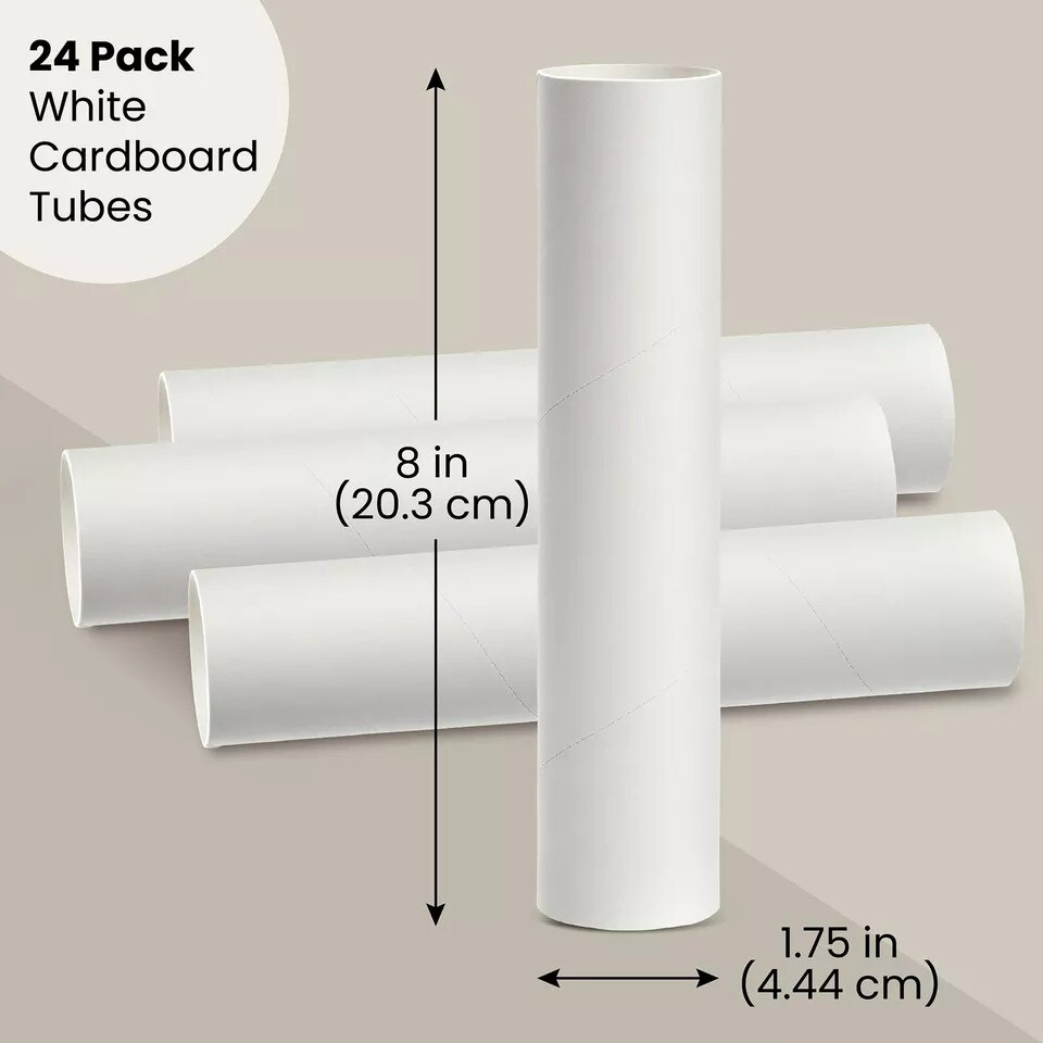 Genie Crafts 24-Pack Craft Rolls - 8&#x22; Cardboard Tubes for Kids, Classroom