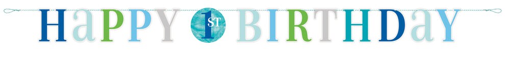 Blue Dots 1st Birthday Letter Banner, 6 ft