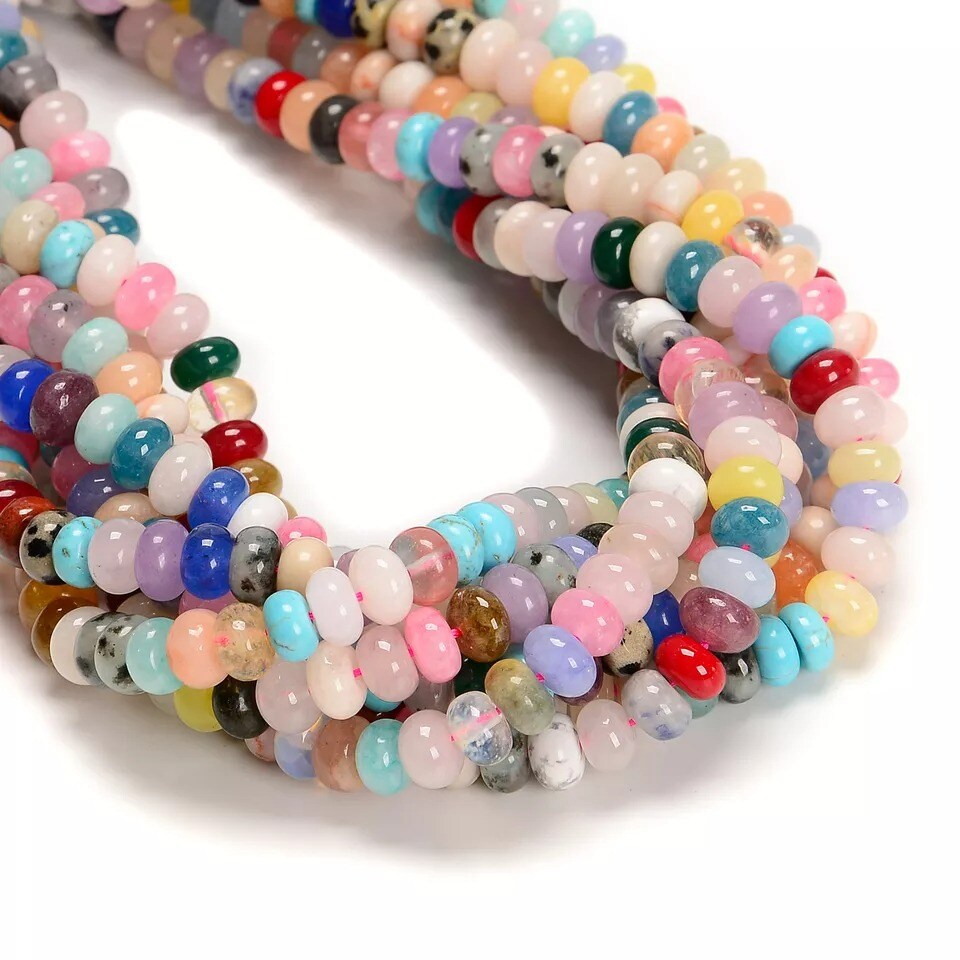 Mixed Gemstone Smooth Rondelle Beads Size 5x8mm 15.5&#x27;&#x27; Strand