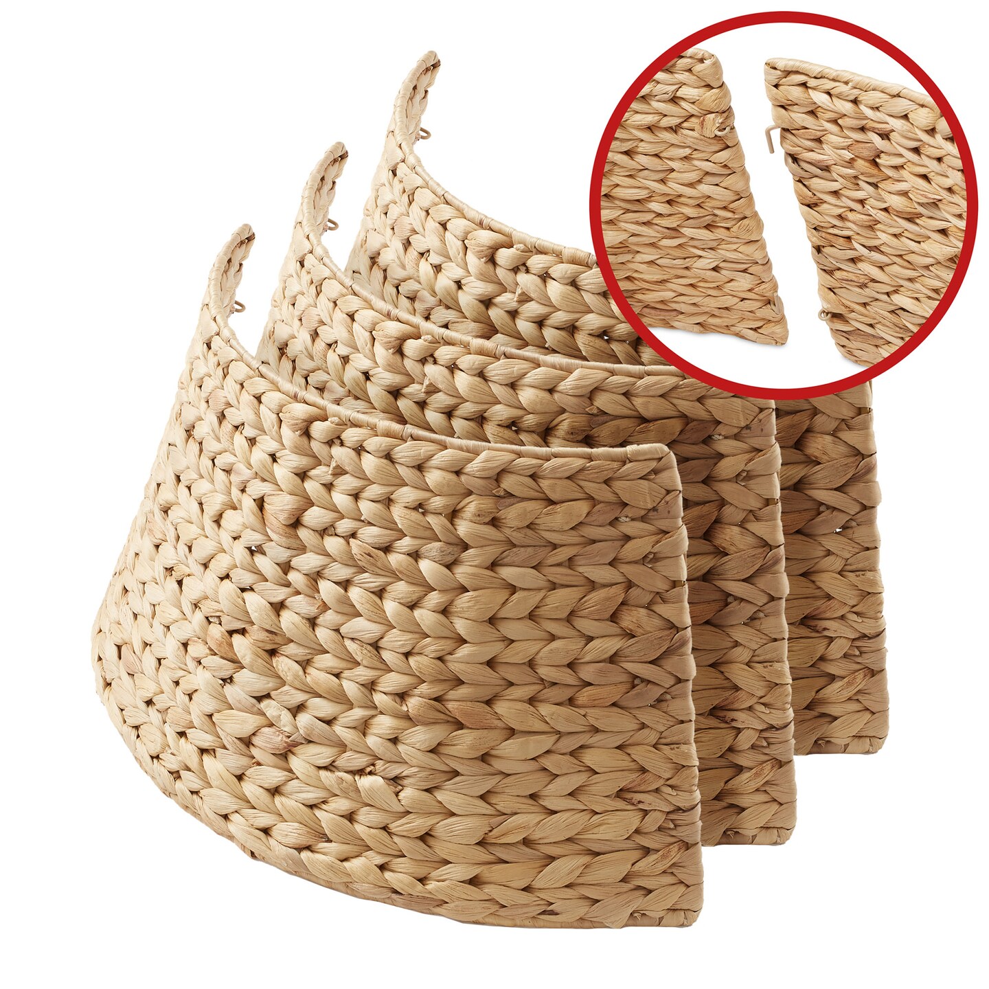 Casafield Christmas Tree Collar, Woven Water Hyacinth Tree Base Cover with Cord Cut Out