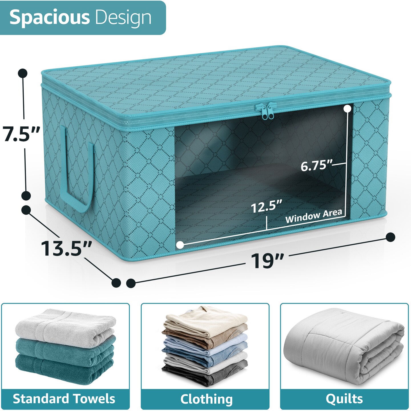 Sorbus Medium Clothes Storage Bags 6 Pack - Foldable Blanket Organizer Bins with Window, Lids, and Handles