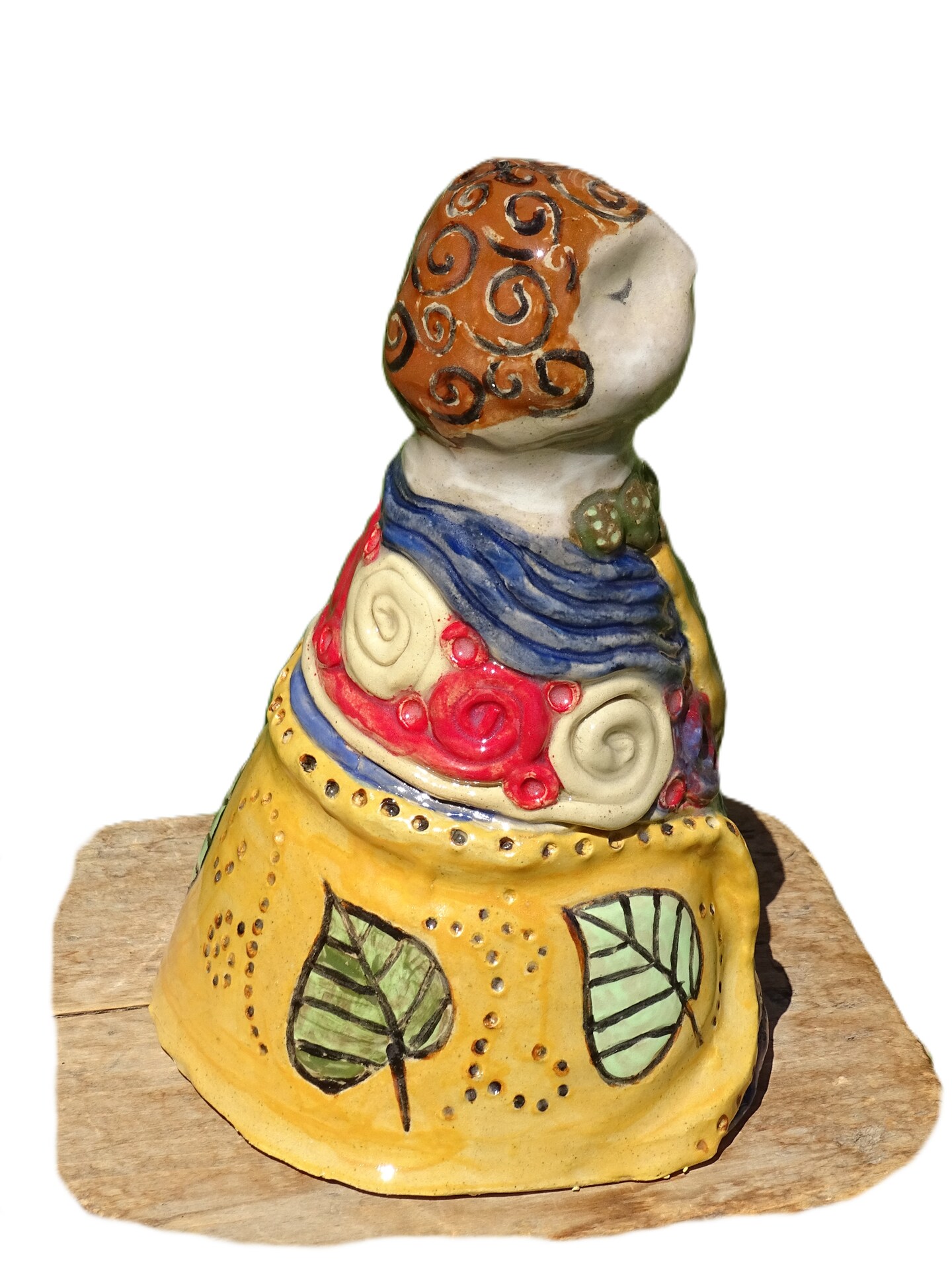 Folk Art Doll, Clay Pottery Figurine, Handcrafted Glazed and Fired, 8" Tall Statue product 3