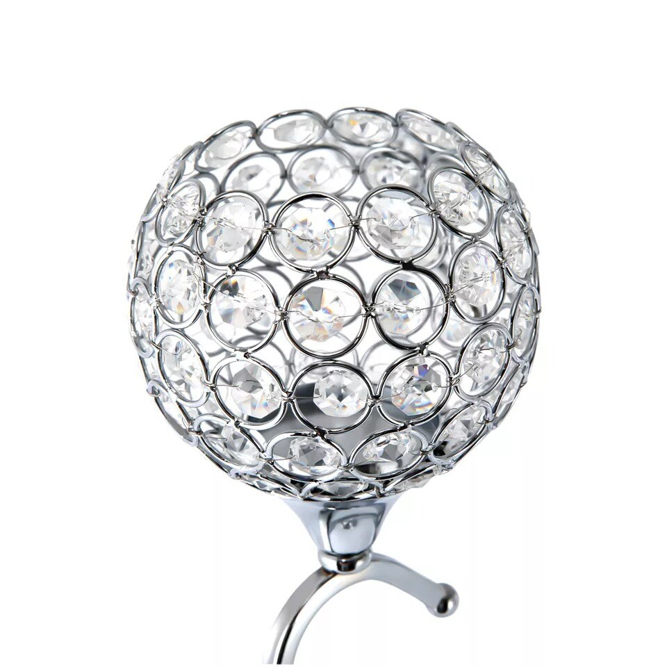 Silver Crystal Floor Candle Votive Pillar Holder 49 In Tall Candelabra for Table
