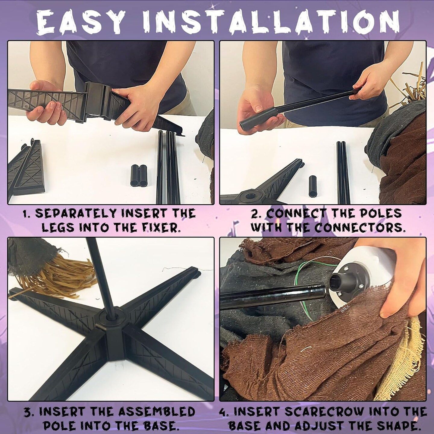 6FT Halloween Animated Scarecrow Props, Live-Sized Voice Activated Ghost with Turning Heads, Swing Arms, Red Lighted Eyes & Scary Sound for Haunted House Spooky Party Decorations