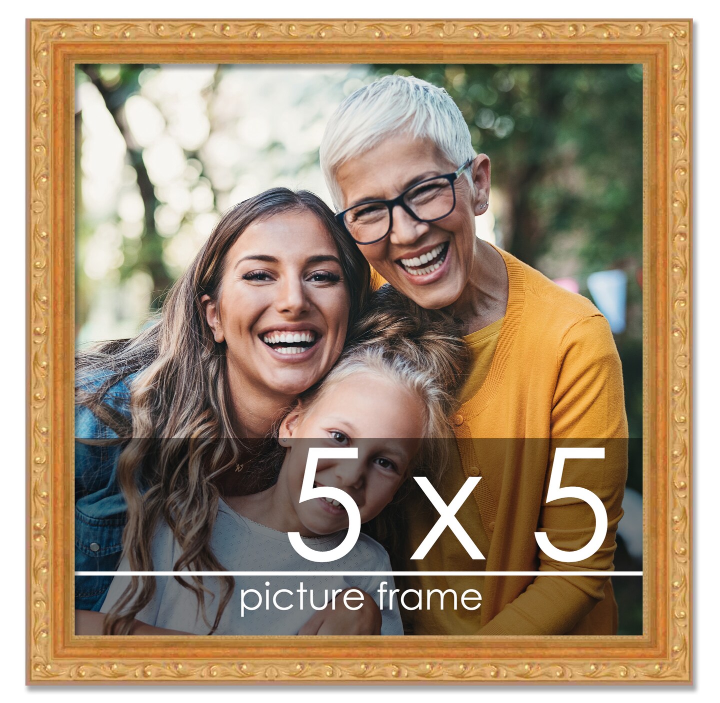 5x5 Museum-Quality Picture Frame with UV-Resistant Acrylic &#x26; Acid-Free Backing, Available in 4 Finishes - Gold, Silver, Bronze, and Black