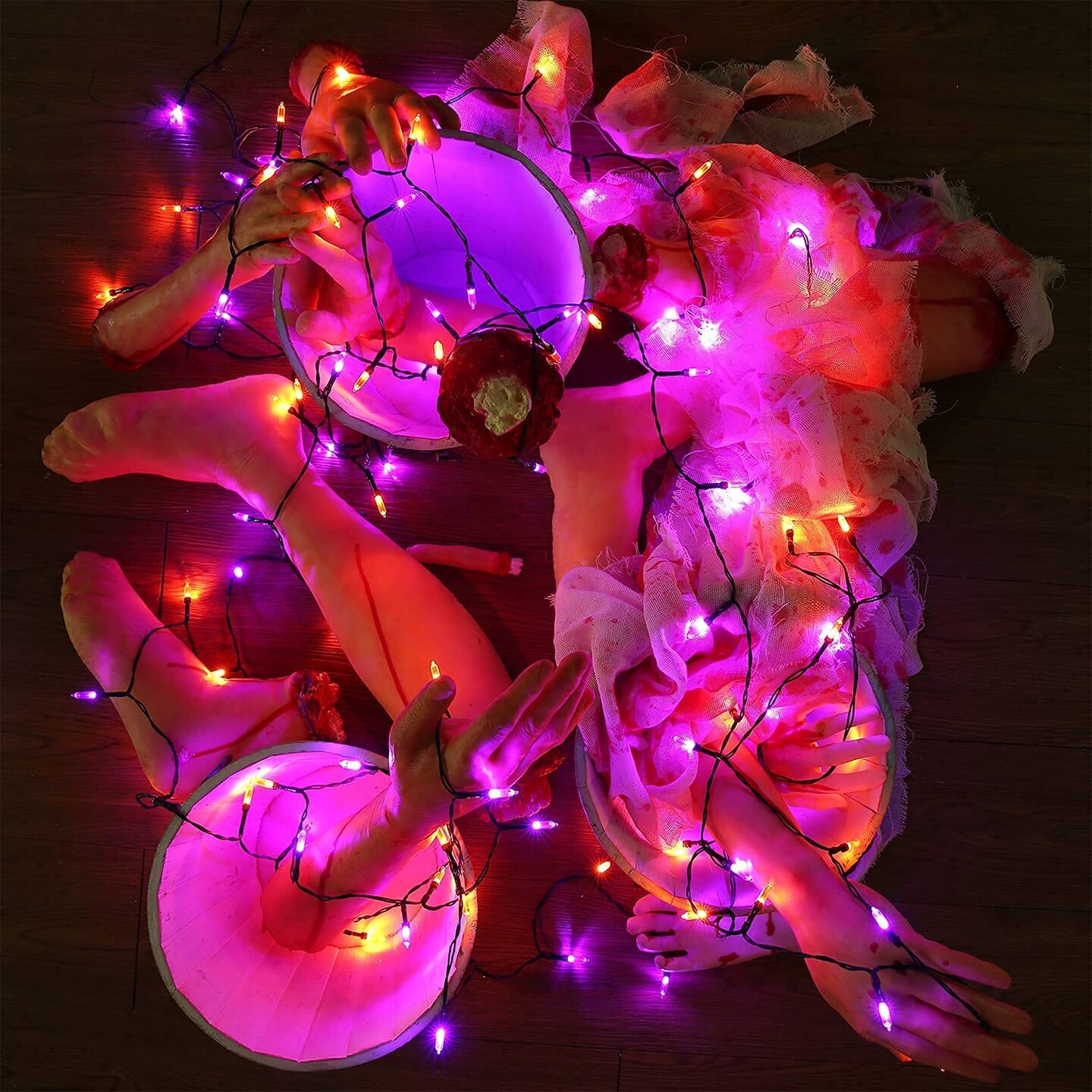 33 ft  Orange Purple Halloween Lights,Battery Operated 100 LED Mini String Lights Waterproof Halloween Lights with 8 Modes &#x26; Timer Function for Halloween Decorations