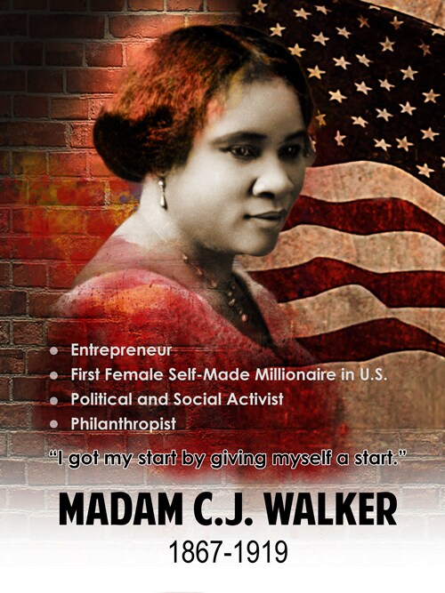 Madam CJ Walker Poster Inventor Black History Art Print, 18"x24", Unframed