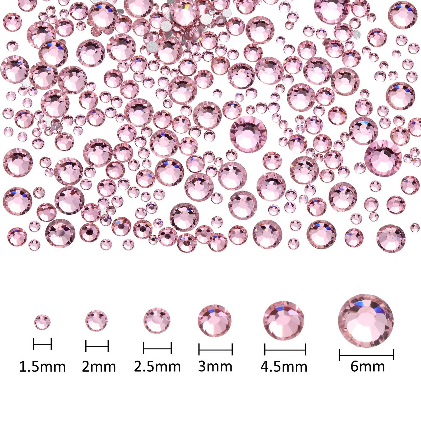 2000 Pieces Pink Flatback Rhinestones Bulk for Crafting 6 Sizes Round Crystal Nail Rhinestones Bedazzling Nail Gems with Tweezer Picking Pen for Nail Art Makeup Clothes Shoes DIY