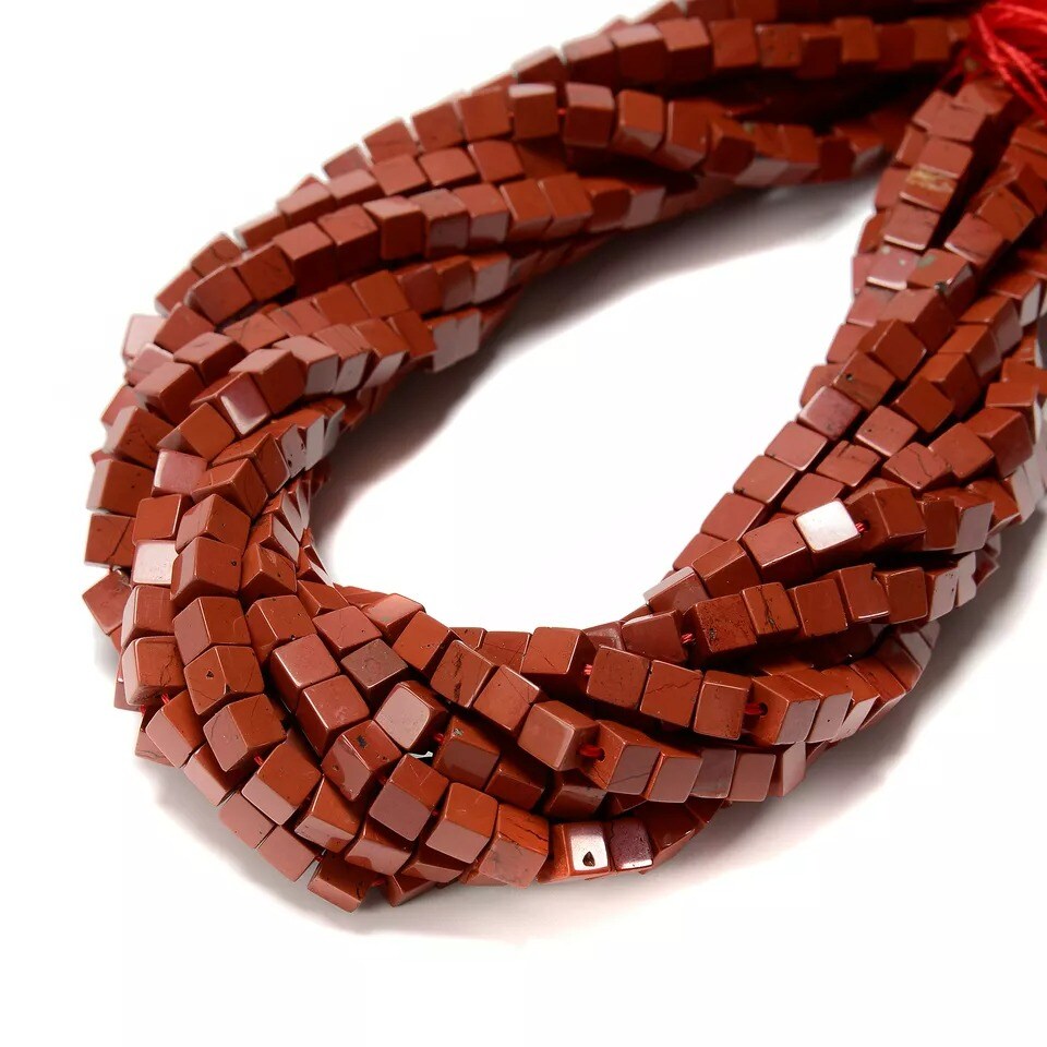 Natural Red Jasper Smooth Cube Beads Size 6mm 15.5&#x27;&#x27; Strand