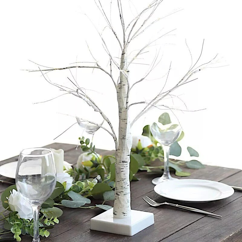 White 2 feet Battery Operated LED Lighted Artificial Birch TREE Party Events