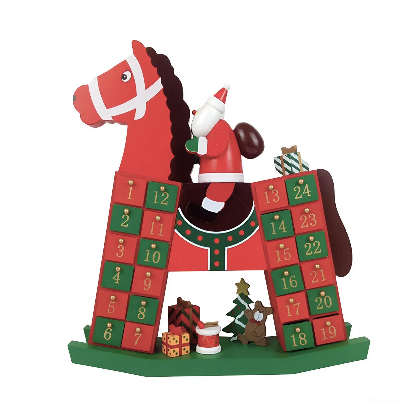 Santa&#x27;s Wooden Horse Advent Calendar Wizardi F07M6-16