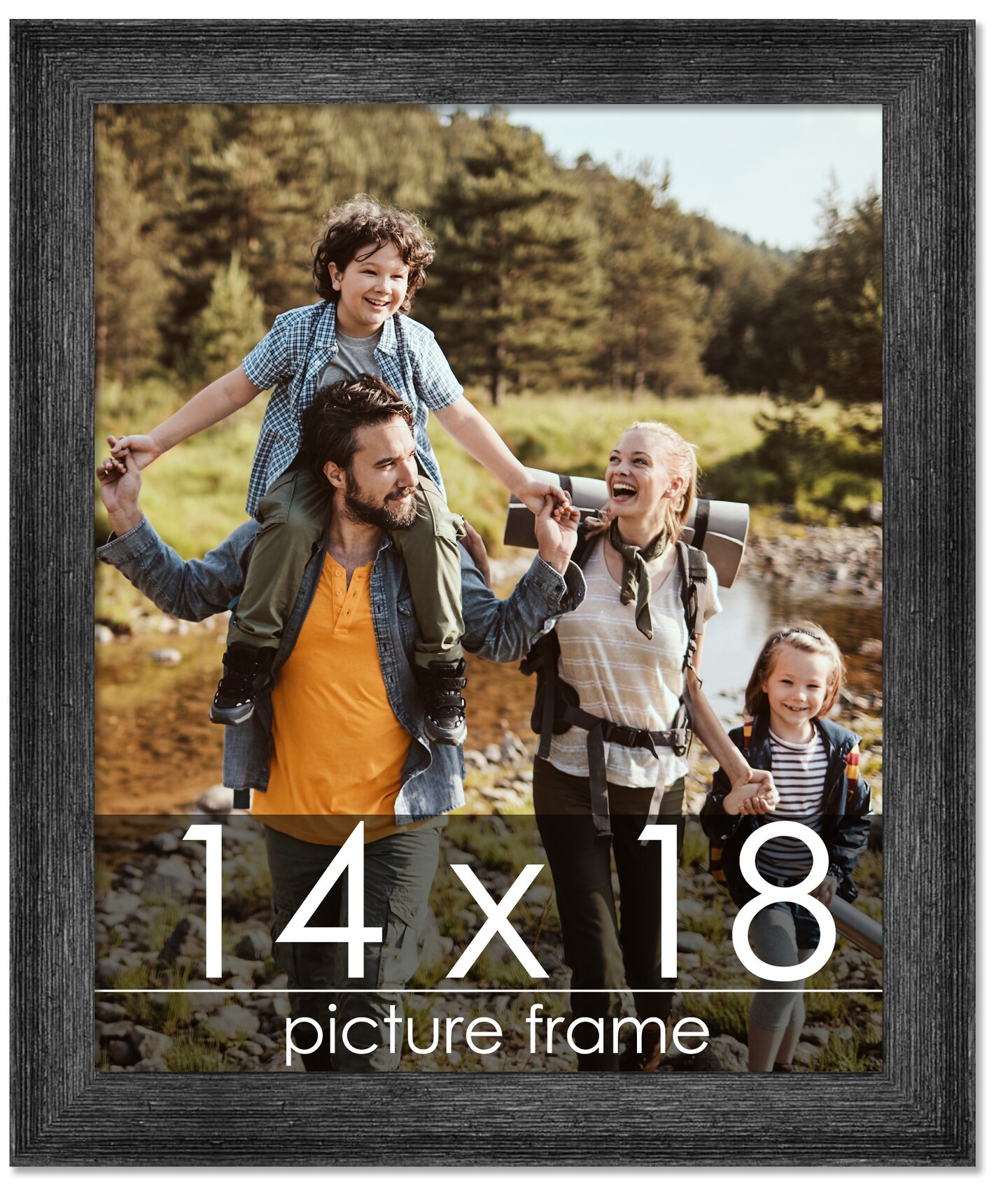 14x18 Wide Barnwood Picture Frame with UV-Resistant Acrylic &#x26; Acid Free Backing, Available in 6 Paint Finishes - Grey, Brown, White, and Black
