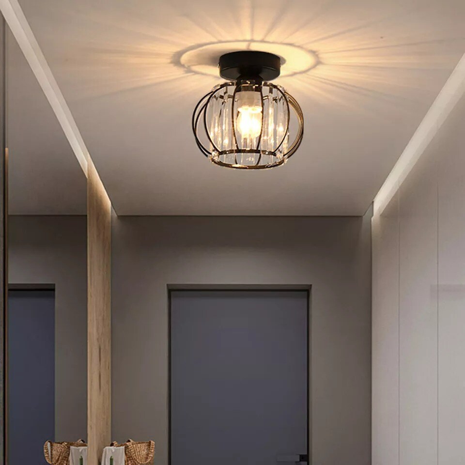 Crystal Chandelier Aisle Hallway Light Flush Mounted Modern Ceiling Fixture E27