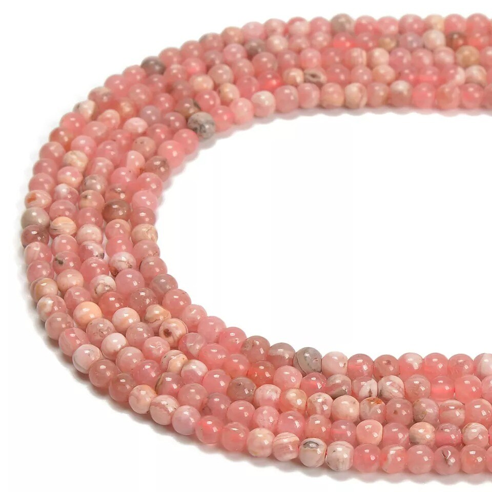 Natural Rhodochrosite Smooth Round Beads Size 4mm 15.5&#x27;&#x27; Strand