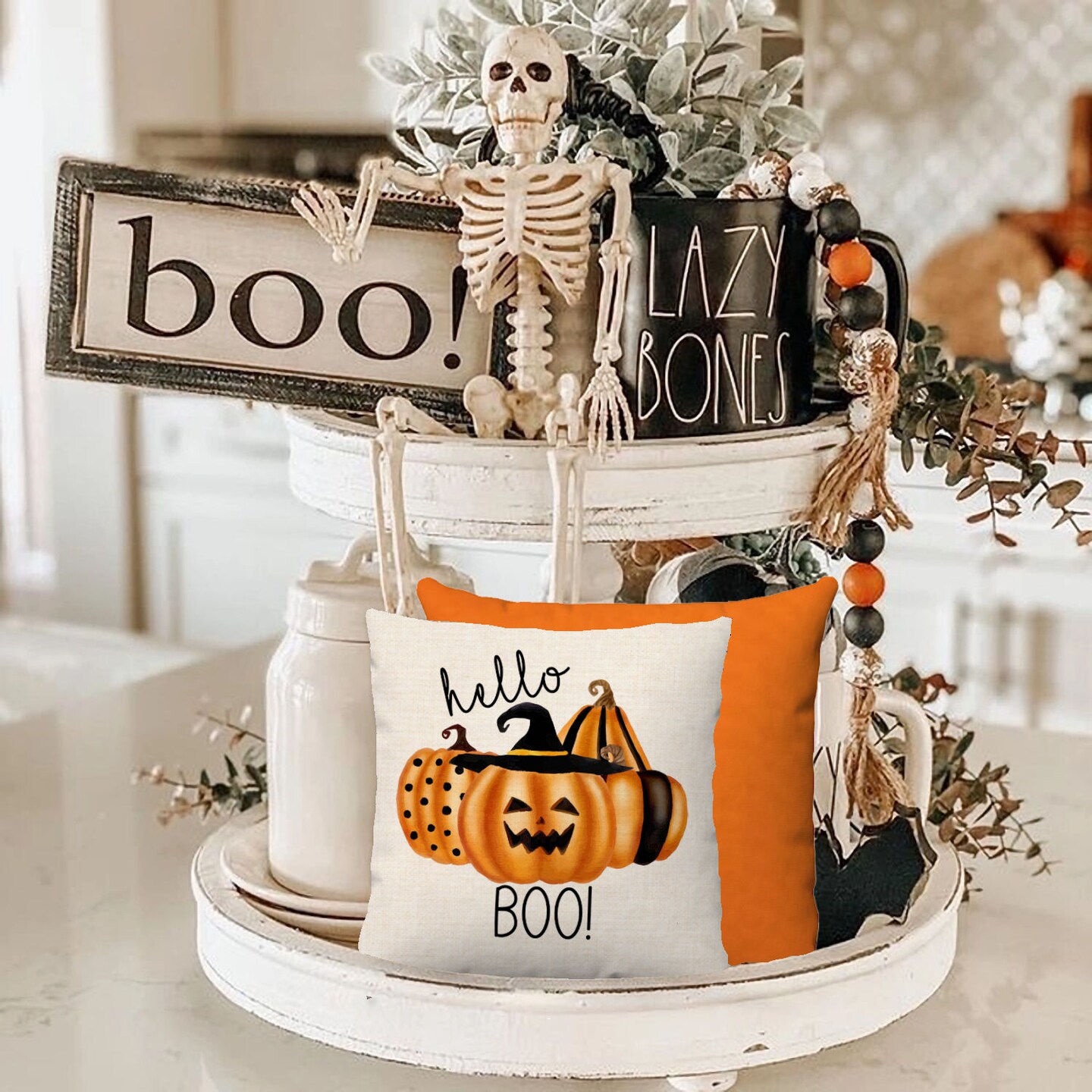 Halloween Mini Pillow Set - Tiered Tray Pillows - Fall Tiered Tray Decor - Halloween and Autumn Home Decor - 2 Piece Set