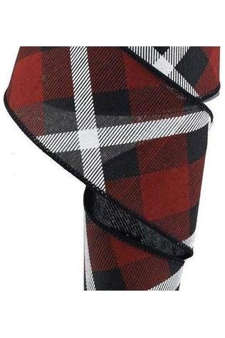 2.5&#x22; Printed Plaid Ribbon: Black, Red and White