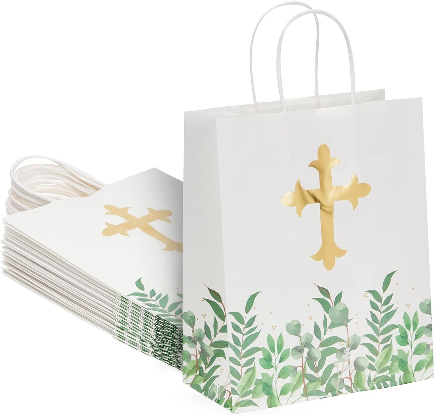 15 Pack of Religious Party Favor Gift Bags for Easter Christening Gifts, for Girls and Boys Baptism