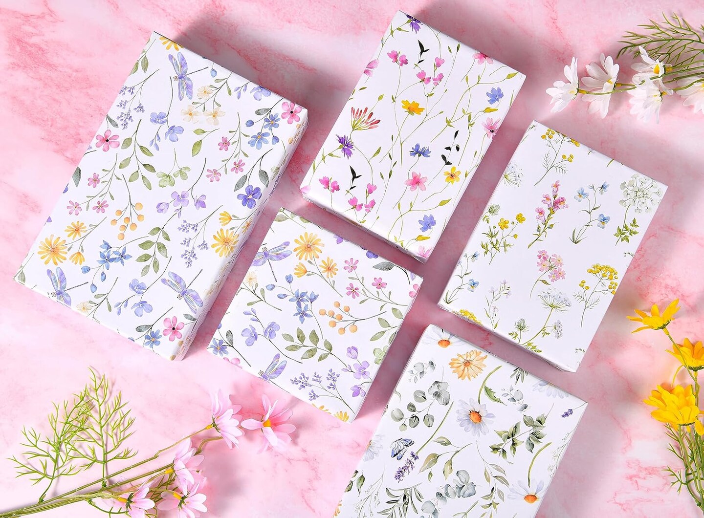 8 Sheets Wildflower Wrapping Paper for 20 x 28 Inches