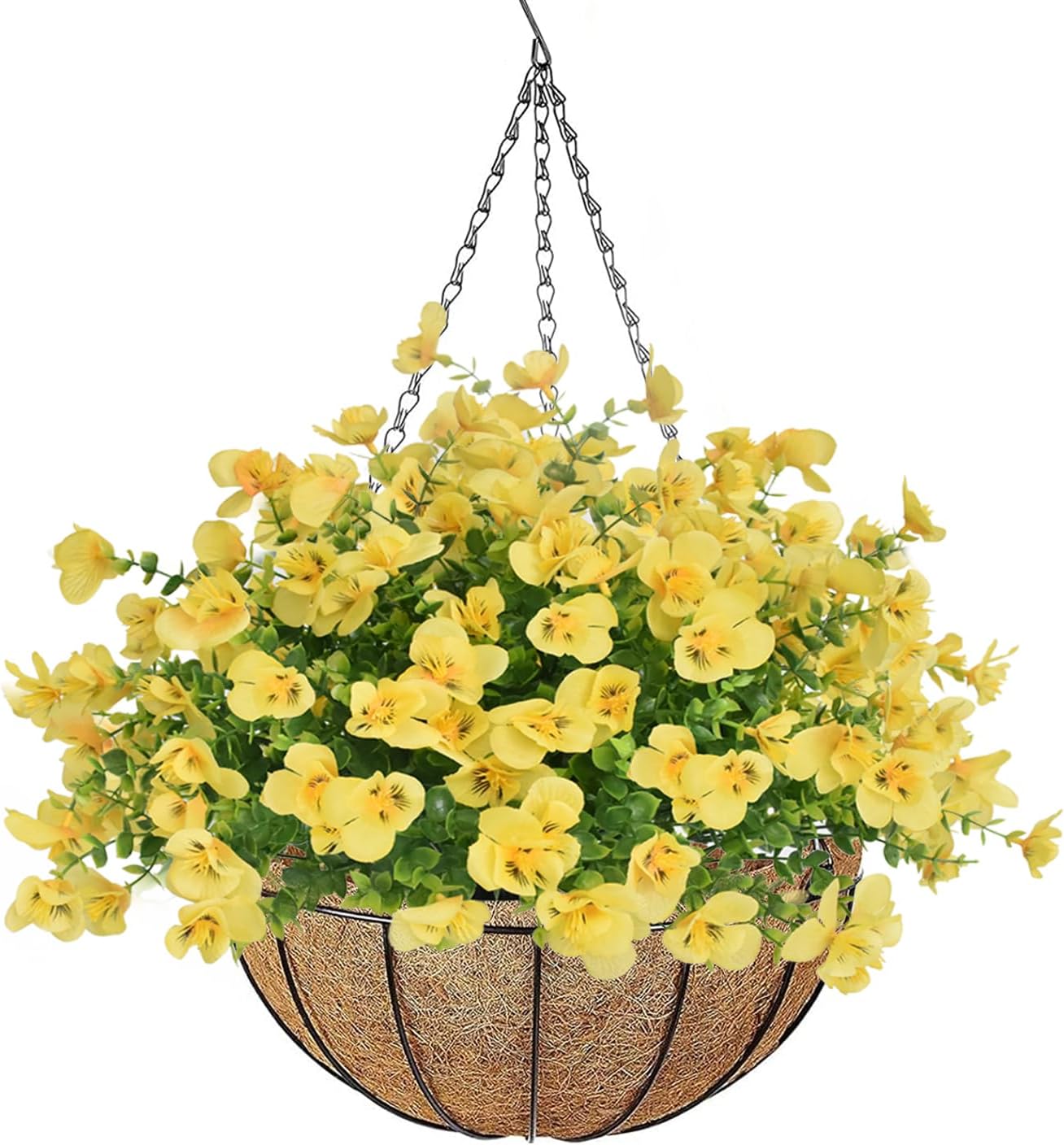 10 Bundles Fake Flowers Pansy,Artificial Plants Outdoor UV Resistant,Plastic Faux Silk Flower for Outside Home Planter Porch Window Box Yard Decoration-Yellow
